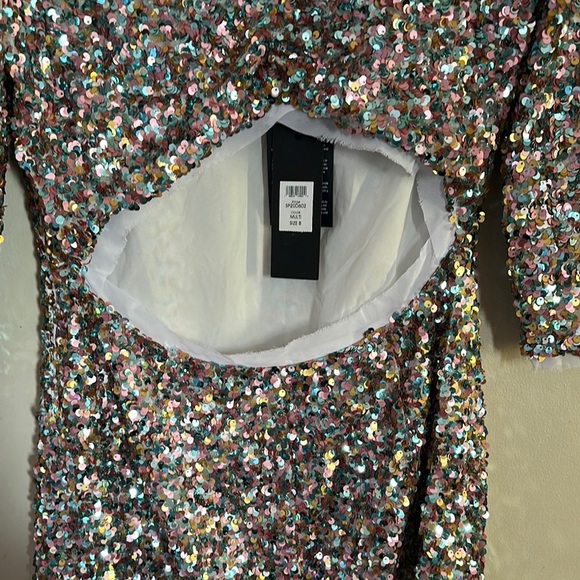 Rachel Zoe Silver Sequin Puff Sleeve Mini Dress - Picture 6 of 8